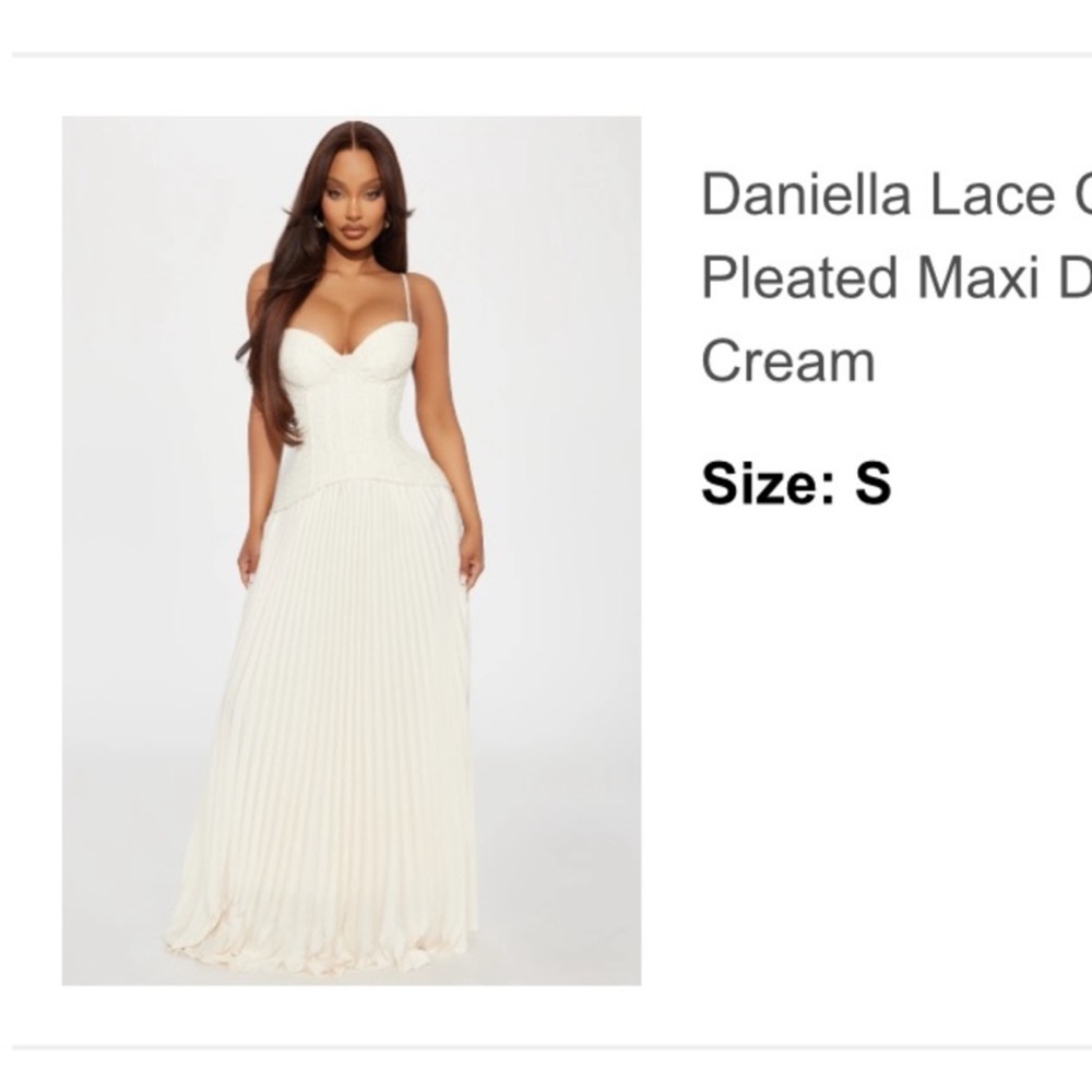 Fashion Nova Cream Lace Maxi Dress